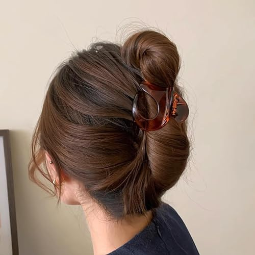 Inateannal Vintage Kleine Krallenhaarspangen Für Frauen Braun Mittel Haarklammer Kunststoff Dickes Haar Rutschfeste Krallenclips Starker Halt Haarschmuck