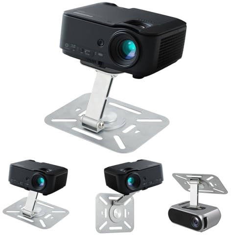 Qacpahucy Projektorhalterung - Mini-Projektorhalterung 360° drehbare Projektor-Wandhalterung kompatibel mit den meisten Projektoren mit 1/4-Zoll-Schraubenschnittstelle für Heimkino Büro (Silber)