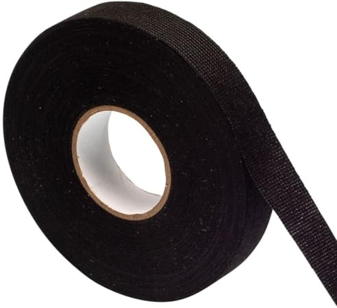GTSE 19mm x 25m Black Fleece Tape, Adhesive Soft Polyester Tape, Noise Reduction, Wire Harness Tape