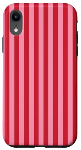 Niedliche rosa und rot gestreifte ästhetische vertikale Linien Hülle für iPhone XR