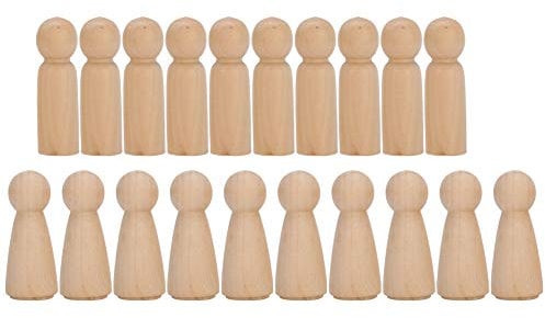 Holigie Wooden Puppet Marionette DIY Craft Kit Creative Handmade Painting Toys for Kids Family School Activities 20PCs Unpainted Wood Dolls Boy Girl Designs