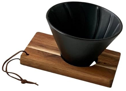Porte-filtre à café conique infusé à la main portable en porcelaine et bois pour la maison, le bureau et l'extérieur, accessoires de café