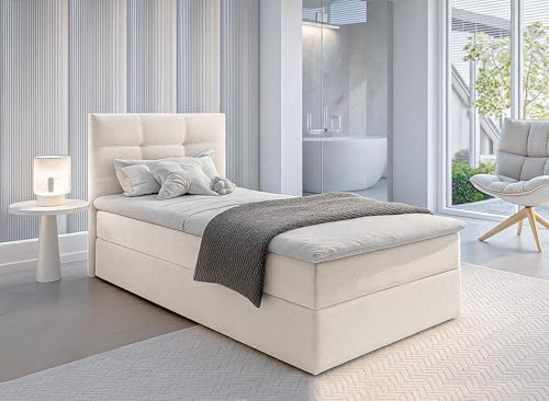 AXLIVING Boxspringbett 90x200 Bett Beige Geceteni Gasdruckfedern