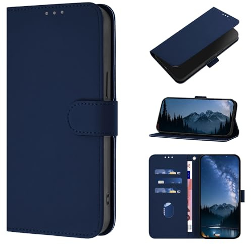 CASEONJAN für Oppo A74 5G / Oppo A54 5G Hülle, PU Lederhülle Schutzhülle Klapphülle mit Kartenhalter, Stoßfestes Flip Cover Wallet Case für Oppo A74 5G / A54 5G Handyhülle (Blau)