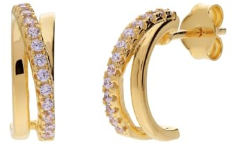Lucardi - Damen Silberne, goldbeschichtete Ohrringe mit Zirkonia für Damen - Ohrringe - 925 Silber - Gelbgold legiert - Nickelfrei