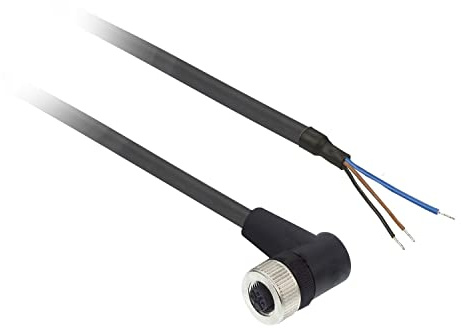 Schneider Electric XZCP1340L5 Female Connector M12 5m, Pre-Wired Connectors Xz - Elbowed Female - M12-3 Pins - Cable Pur 5M, Part Number