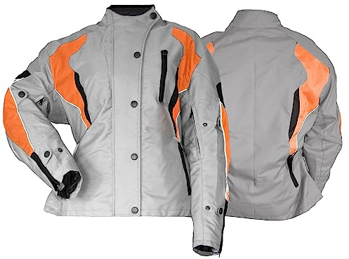 German Wear Damen Motorradjacke Textilienjacke Grau Orange, 36/S