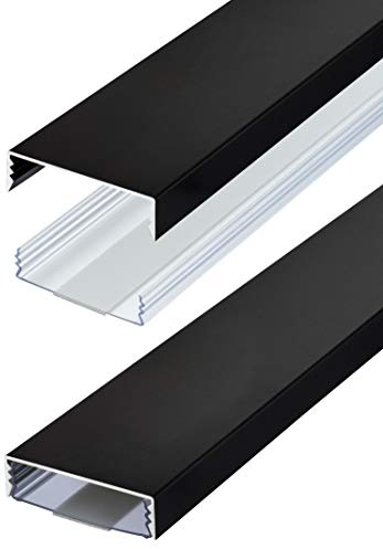 Flacher Design Aluminium Kabelkanal lackiert in Schwarz stumpfmatt selbstklebend 50 mm x 15 mm Alunovo Kabelschacht Leitungskanal Installationskanal (Länge: 200cm)