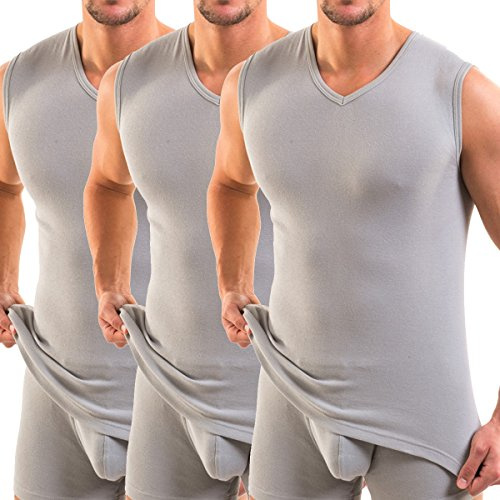 HERMKO 3050 3er Pack Herren Muskelshirt V-Ausschnitt (Weitere Farben) aus 100% Bio-Baumwolle