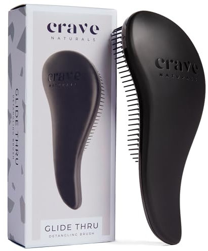 Crave Naturals Glide Thru Entwirrungsbürste für Kinder und Erwachsene.Haarburste für Natürliches, Gelocktes, Glattes, Nasses oder trockenes Haar.Die Perfekte föhnbürste, Haarbürste ohne ziepen-Schwarz