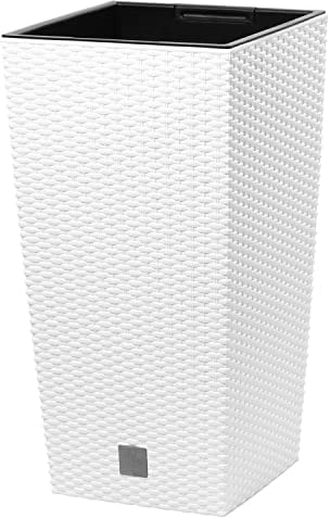 26,6 -Liter -Zeit Pot mit Einsatz 26,5 x 26,5 x 50 cm in Weiß
