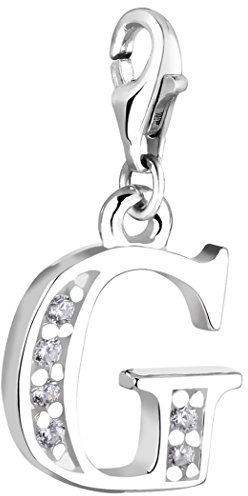 Nenalina Buchstabe G Karabiner Charm Anhänger für Bettelarmband aus 925 Sterling Silber 712707-019