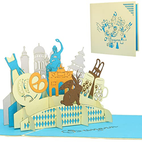 LINPOPUP®, LIN17222, Pop-Up-3D Karte München, Glückwunschkarte, Urlaub, Oktorberfest, Reisegutschein, München Bayern, N192