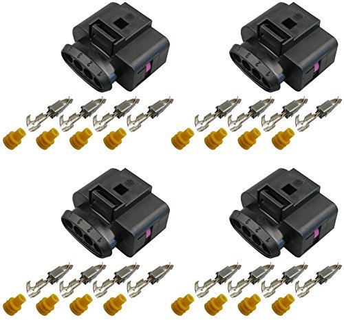 Cable Solution 4X Stecker passt zu OEM 1J0973724 4-polig Buchse, 1J0 973 724 Reparatursatz z.B. Zündspule