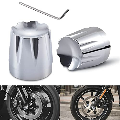 TUINCYN Motorrad Chrom Vorderachsabdeckung Hutmutter Schraube Dekorative Hardware Kit für Harley XL883 XL1200 X48 Fahrrad Vorderachsen Dekoration(1 Satz)