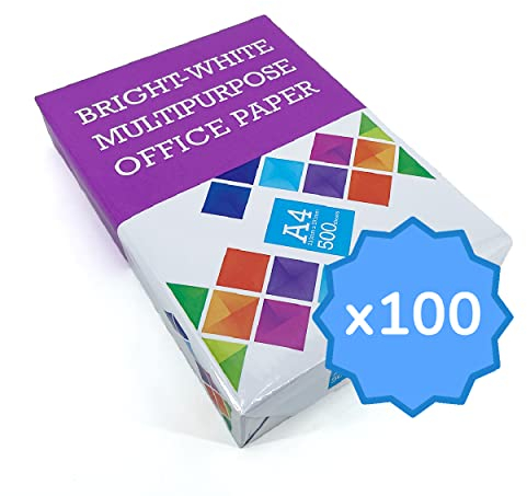 IMBALLAGGI 2000 - Risma Carta A4 per Stampante, 100 Pack x 500 Fogli, 80 gr/mq 20 Box - Ideale per Rifornimento Cancelleria Ufficio, Bianca per Tutte le Stampanti