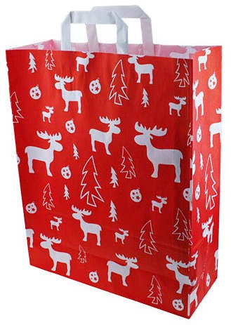50 Papiertragetaschen, Elch, 32+12x40cm, 70gr.
