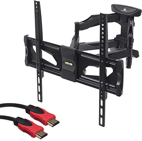 Maclean TV Wandhalterung 26–55 | Schwenkbar 160° Neigbar -12° Drehbar ±3° | VESA 400x400 | Bis 45kg | Wandabstand 57–470mm | HDMI 2.0 Kabel | Wasserwaage integriert