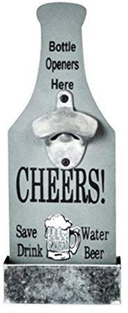Macabolo Wall Mounted Bottle Opener, Vintage Beer Shaped Bottle Opener with Cap Catcher for Wedding KTV Birthday Party Drinking