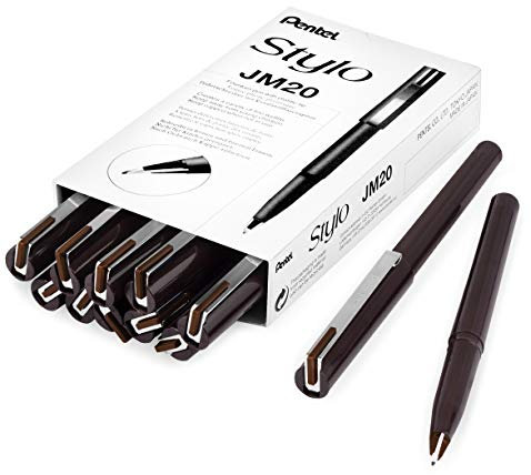 Pentel JM20 Stylo Disposable Fountain Pen – Sepia Ink - Pack of 12