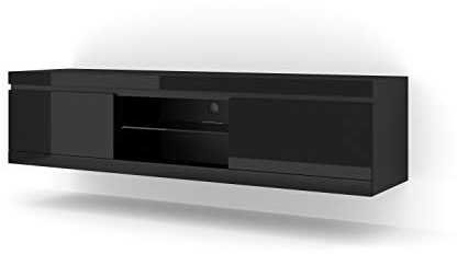 BIM Furniture TV - Unterchrank NET 180 Universal Stehen hängend Lowboard Schrank TV Tisch Sideboard Kommode Hi-Fi Tisch Wandschrank (Schwarz)