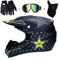 AMITD Fullface Motocross Helm mit Brille Handschuhe Maske, Adult Motorradhelm Cross Helme Mountainbike Off Road MTB Cross-Country-Helm ATV für Herren Damen, Black, S