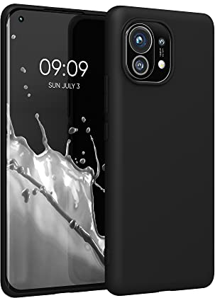 kwmobile Hülle kompatibel mit Xiaomi Mi 11 Hülle - weiches TPU Silikon Case - Cover geeignet für kabelloses Laden - Schwarz matt