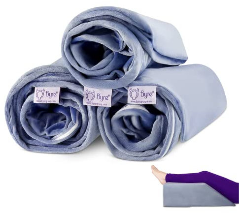 Byre Premium Pillowcase for Leg Rest Wedge Pillow | Hypoallergenic Breathable Velvet Pillow Cover for Leg Support Pillows Replacement Pillow Case Washable with Zipper (Grey)
