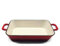 FireRocket Gusseisen Bräter 33.4 x 22.2 cm | Rechteckig Emaillierte Auflaufform ca. 5 Liter | Induktion und Herd | Weiß-Rot Lasagneform | Langlebig