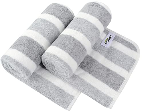 KinHwa Microfiber Hand Towels for Bathroom Soft and Absorbent Small Hand Towel Salon Hair Towel for Spa Bath Sports Travel 40x76 cm 2 Pack Light-Grey