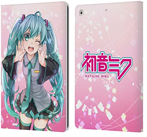 Head Case Designs Offizielle Hatsune Miku Zwinkern Grafiken Leder Brieftaschen Handyhülle Hülle Huelle kompatibel mit Apple iPad 10.2 2019/2020/2021
