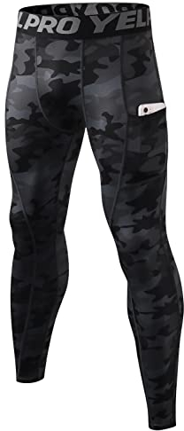 Herren Kompressionshose Cool Dry Athletic Leggings Workout Laufen Strumpfhose Active Sport Baselayer Tights Herren Yoga Hose, A# Camo Black, XXL