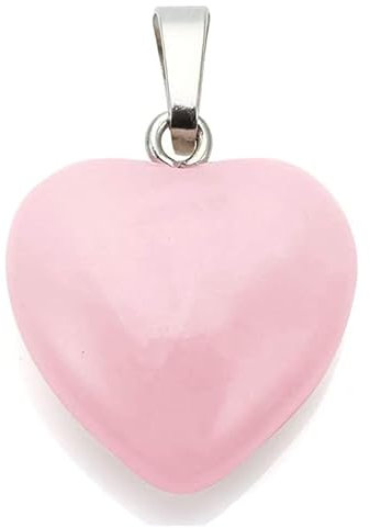 Pendentif en forme de cœur quartz rose pierre collier minéral amour cristal naturel protection gemmothérapie