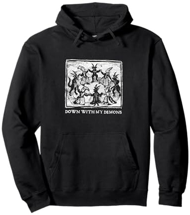 Occult Down With My Demons Gothic Horror Punk Witch Moon Pullover Hoodie