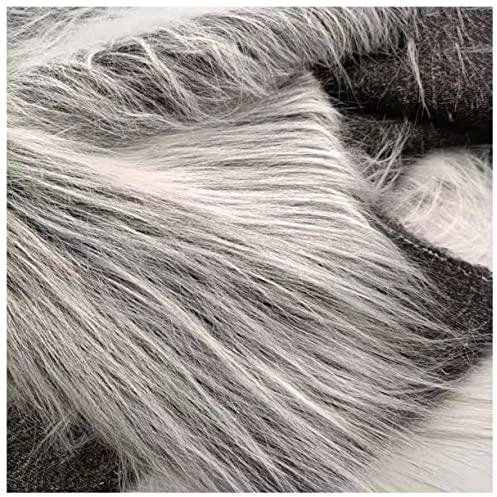 ZhHOME Flauschige Einfarbig Kunstpelzs Kunstfell Fellimitat Stoff 10cm Lange Flor 170x50cm Weich Plüschstoff für Kostüme, Dekorieren Basteln, Spielzeug(Color:grau schwarz)