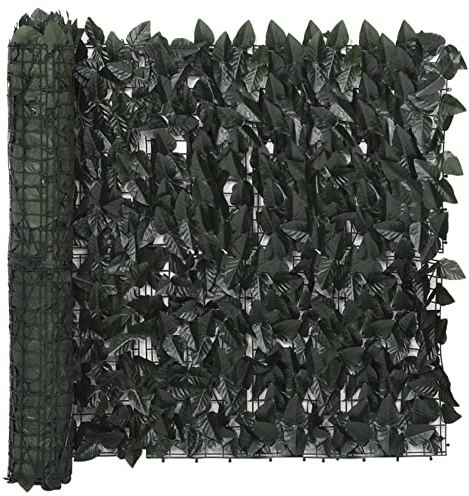 Atlojoys Balkon-Sichtschutz, Windschutz Terrasse, Balkonsichtschutz, Sichtschutz Garten, Balkonverkleidung, Sonnenschutz Balkon, Seitenmarkise, mit Dunkelgrünen Blättern 400x75 cm