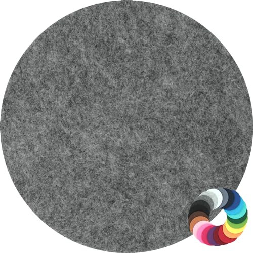 Design Filz Untersetzer rund Durchmesser 25cm, Mittelgrau meliert (HF025) für Glas, Getränke, Bar, Tasse, Vase