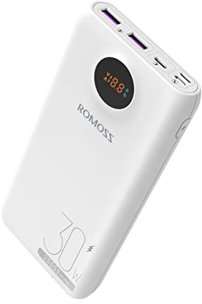ROMOSS SW20S Pro 20000mAh Batería Externa, admite Carga rápida 30W, Modelo 2023 año, Pantalla Digital LED, diseño Moderno, Carga de Alta Velocidad Compatible con Todos los Smartphones y Tablets