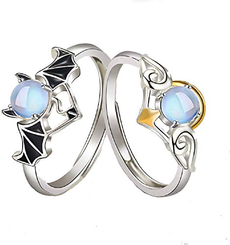 Paar Mondstein Ringe, Größen Verstellbar Passende Zierlicher Offener Partner Ringe Verlobung Engagement Schmuck Ring für 2 Freund, Freundin, Frauen, Herren, Hochzeit, Geschenkbox Verpackung