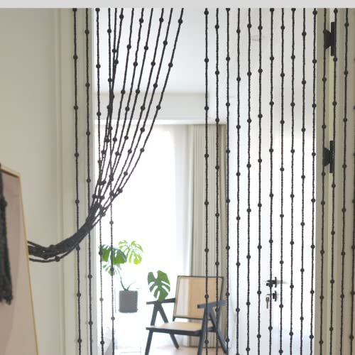 Haymaro Hippie-Boho-Boho-Boho-Bohemian-Naturholz-Türvorhang, Tür-Perlen, Bambus-ähnlich, Fenster, Haustür-Dekoration, Geschenk-Set, 91,4 x 182,9 cm