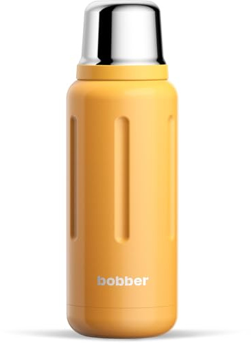 Bobber - 34 oz Vacuum Insulated Stainless Steel Water Bottle with Cup Lid - Dishwasher Safe - Keeps Drinks Hot for 48 Hours and Cold for 72 Hours - Triple Walled Thermo Flask (Ginger Tonic)