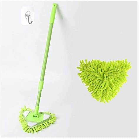 trapeador húmedo y seco Triangle Mini Mop Set, retráctil, Giratorio 180 Grados, fácil de Limpiar, trapeador de Limpieza Multifuncional (Green Mop A)