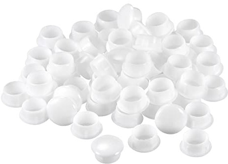 sourcing map Screw Hole Plugs, 15mm(19/32) Dia PP Snap in Shelf Button Flush Type Caps for Furniture Cabinet Cupboard, White 60 Pcs