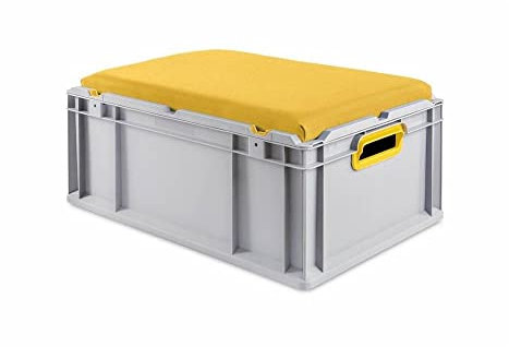 PROREGAL Eurobox NextGen Seat Box Gelb | HxBxT 26,5x40x60cm | 44 Liter | Griffe offen | Eurobehälter, Sitzbox, Transportbox, Transportbehälter, Stapelbehälter
