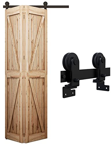 WOLFBIRD 1.5M/5FT Bi-Folding Herraje para Puerta Corredera Kit de Accesorios para Puertas Correderas Plegable Kit Para Aberturas de Puerta de 120-130cm