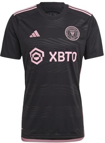 adidas Maillot de football pour homme 23/24 Inter Miami Extérieur – Détails roses scintillants et évacuation de l'humidité AEROREADY, Noir , XXL