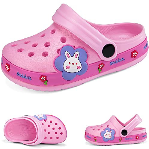 Unisex Zoccoli Sabot Bambini Carino Sabot Ciabatte Dinosauro Sandali da Spiaggia Estivi Ciabatte da Giardino Muli Scarpe da Piscina Ragazzi Ragazze Rosa Coniglio EU 30