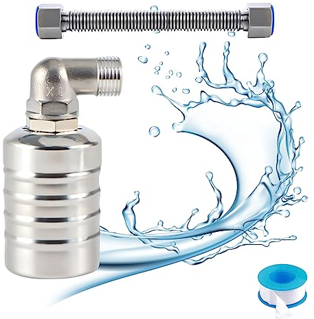 1/2 Vanne à flotteur entièrement automatique en acier inoxydable 304, régulateur de niveau d'eau automatique pour réservoir d'eau, mini robinet à boisseau sphérique à flotteur en acier inoxydable