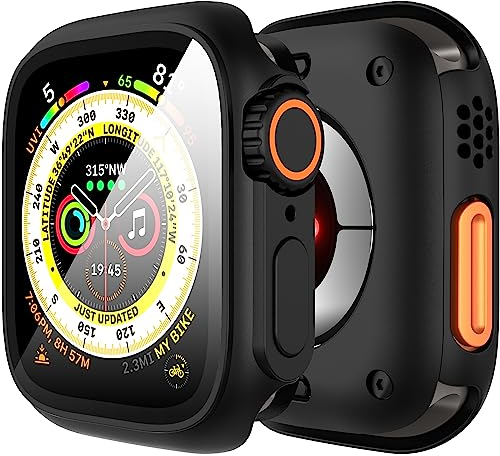 Diruite Schutzhülle für Apple Watch Series 9/8/7 45mm Hülle,360°Umfassender Schutz Einzigartiges Design Ultradünne PC Schutz Case für iWatch 45mm Glas Displayschutz