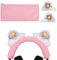Geekria NOVA Knit Fabric Headband Cover and Cat Ears Attachment Set Compatible with Razer, SteelSeries, HyperX, Sennheiser, ASTRO, Sony, Logitech, ATH Headphones (Flower/White)